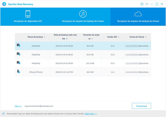 sign in to recover from iCloud backup file