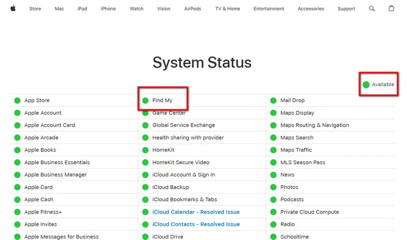 apple system status
