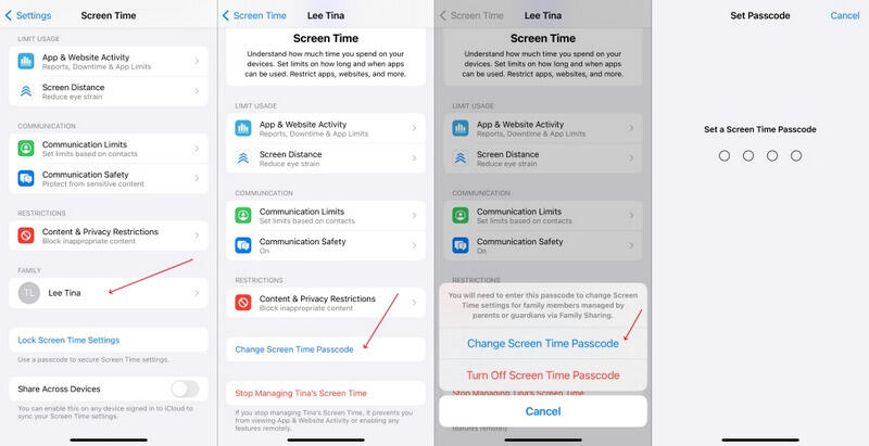 change screen time passcode