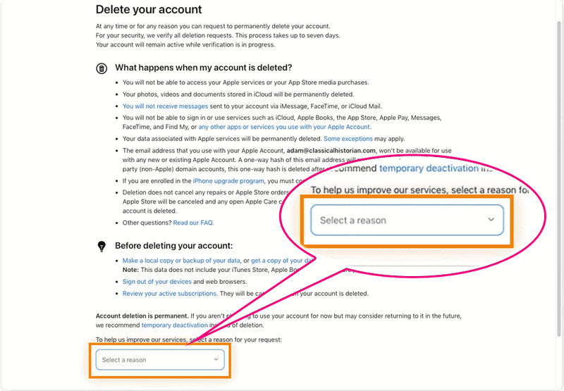 delete apple id permanently