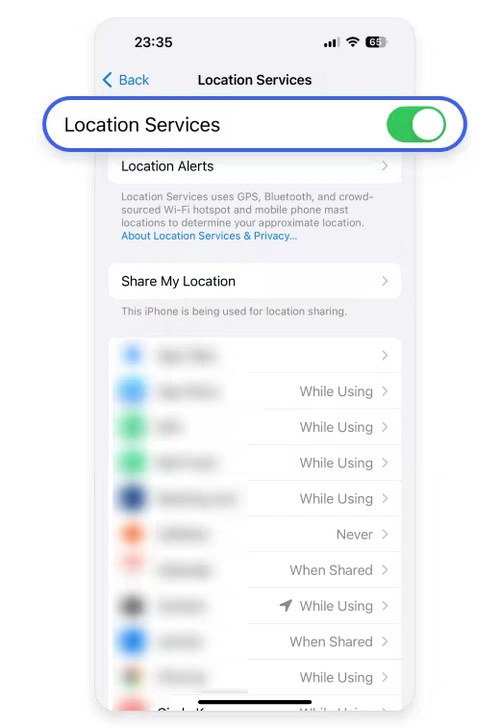 enable location services on iphone