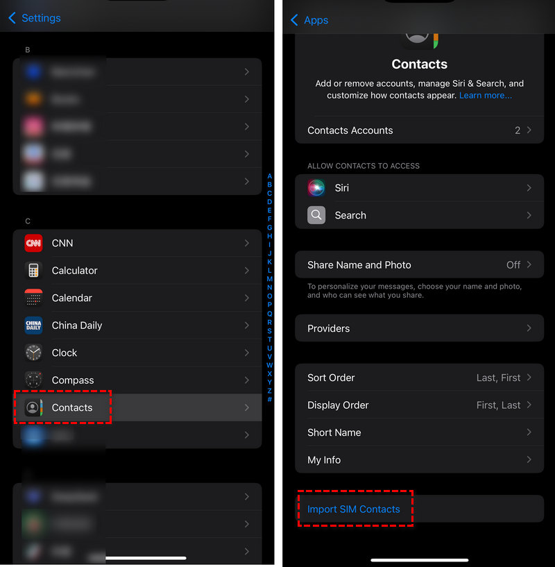 import SIM contacts to iPhone