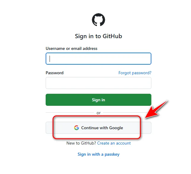 log in github
