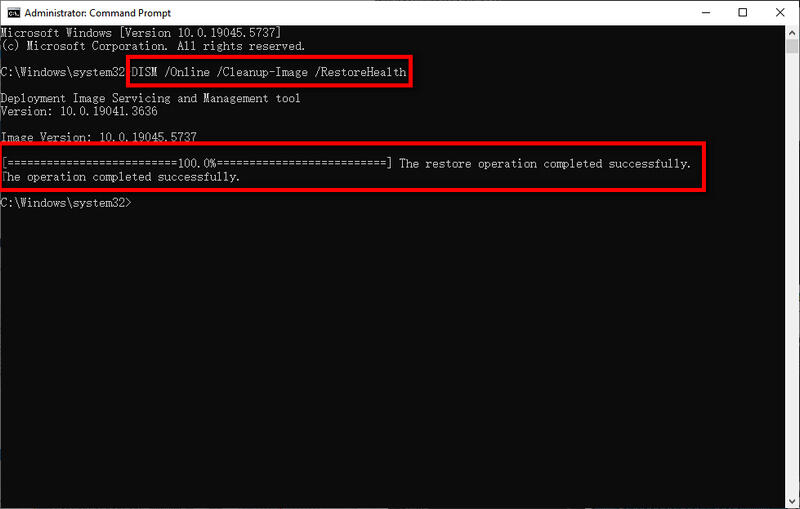 restore corrupted files by DISM tool