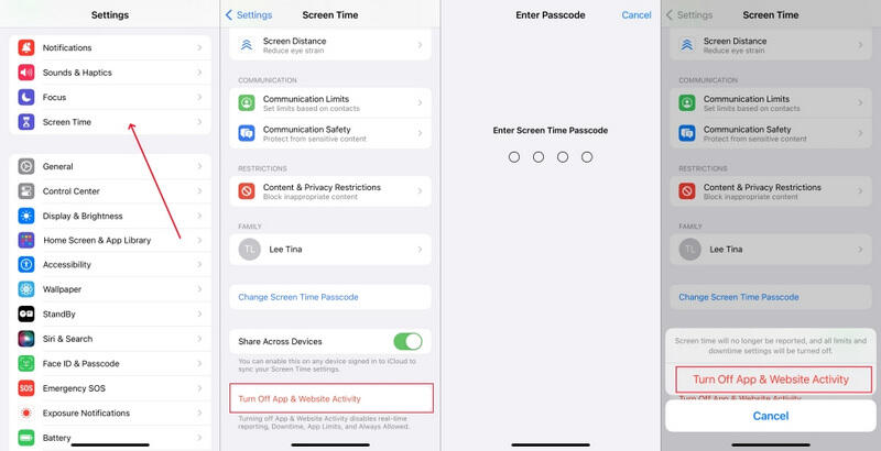 turn off screen time on iphone