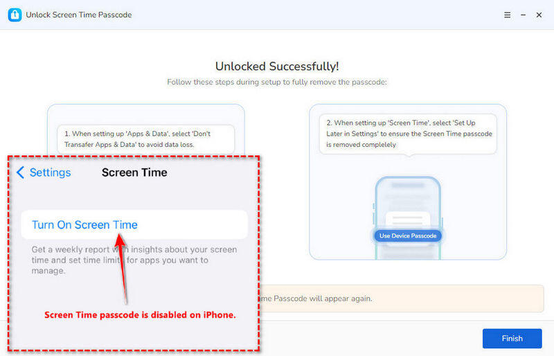 successfully unlock screen time passcode