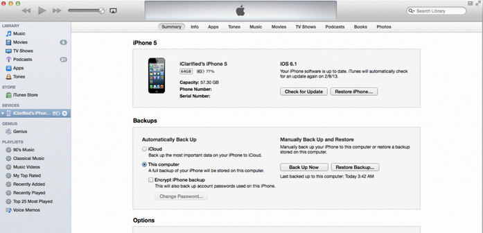 backup iphone with iTunes