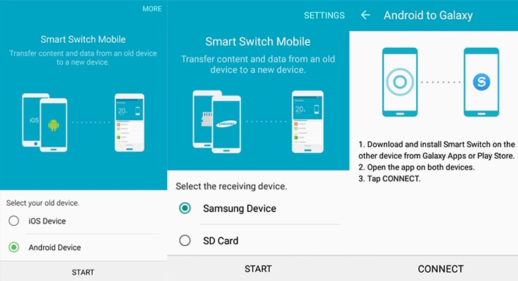 connect android and Samsung Galaxy Note 20 via Smart Switch