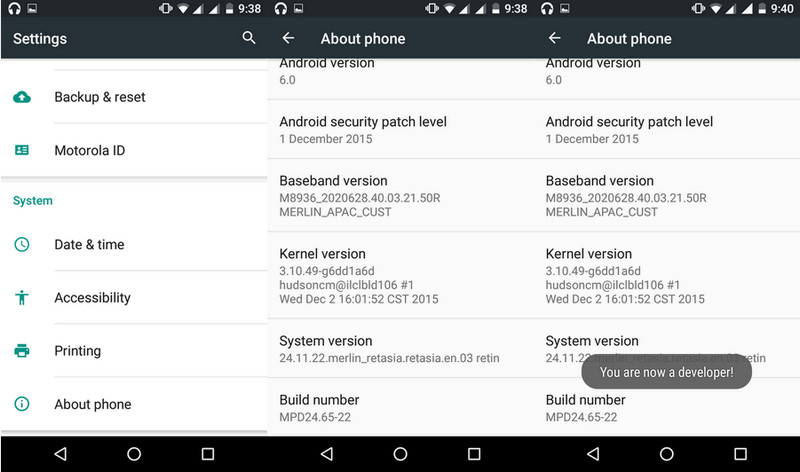 enable debugging mode on moto g