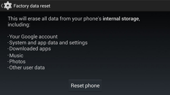 factory reset