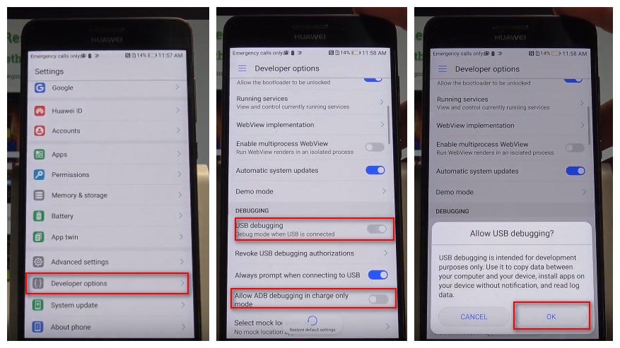 enable debugging mode on Huawei Mate 9 Pro