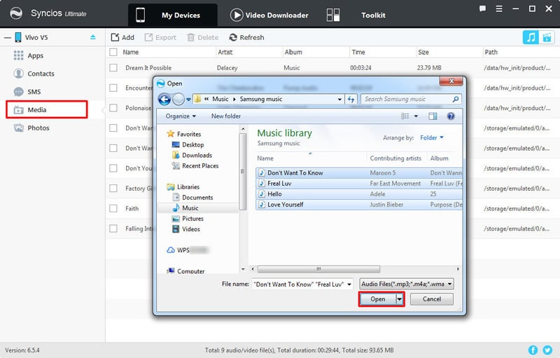 import music to vivo v5/v5 plus step 3