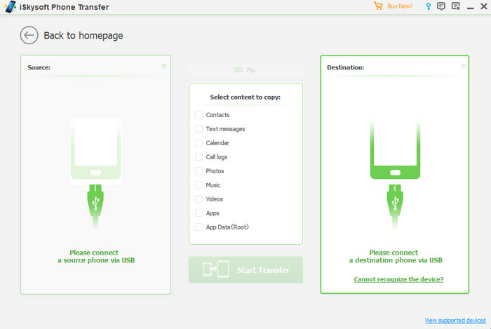 iSkysoft transfer tool interface 