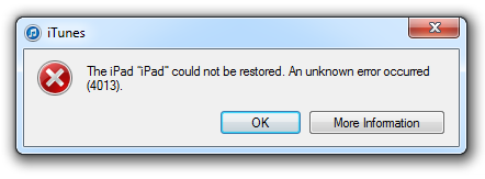 iTunes error 4013 notification
