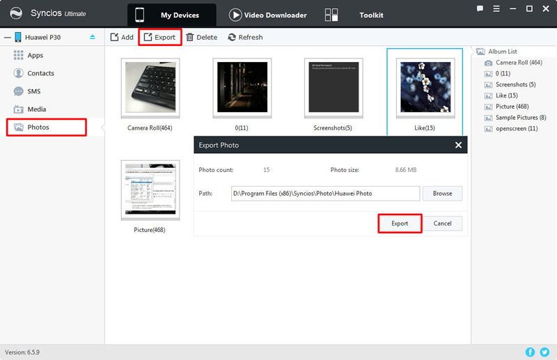 export huawei p30 photo album