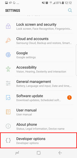 debug samsung galaxy s8 step4