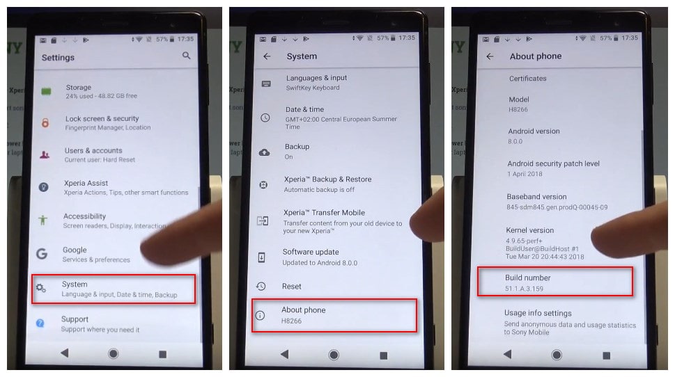 enable usb debugging on Sony Xperia XZ2/XA2