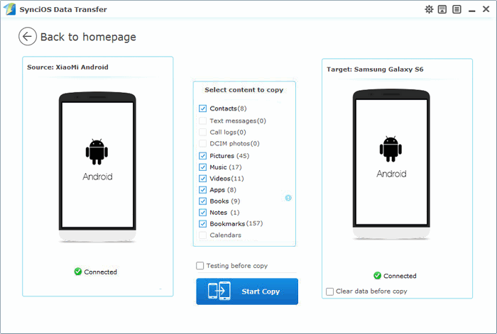 sync android to Samsung Galaxy S6