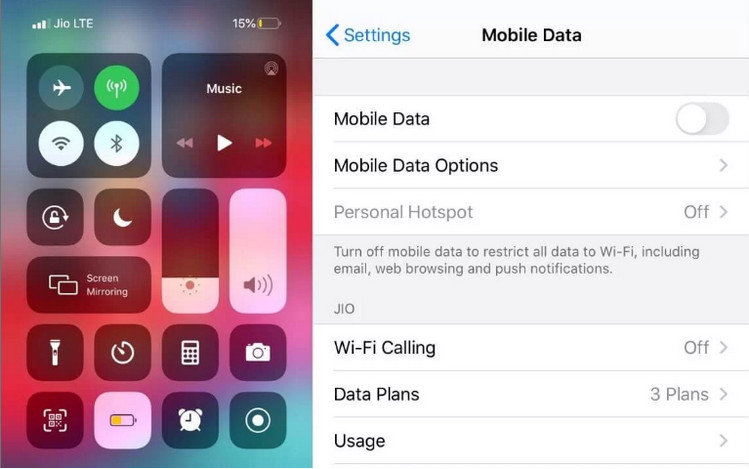 toggle mobile data