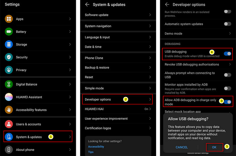 enable debugging mode on Huawei Nova 8/8 Pro