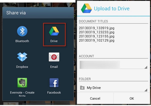 backup Samsung media files to google drive