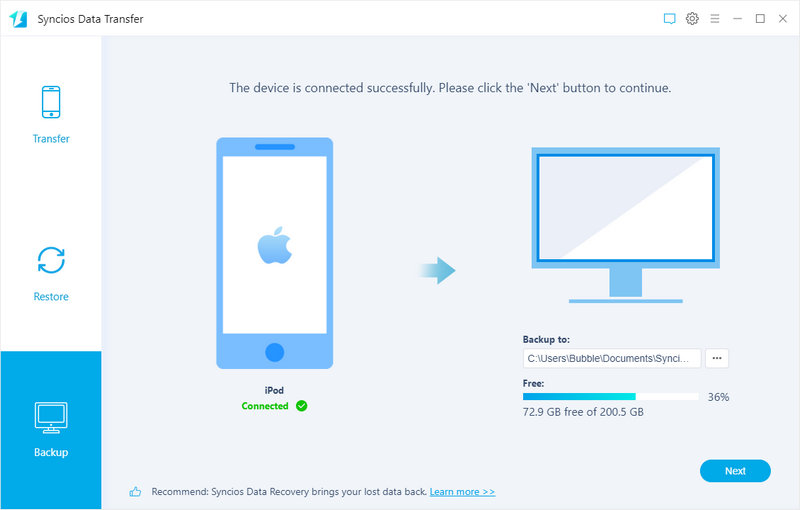 backup ipod with syncios