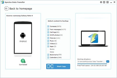 backup samsung galaxy note 8 with samsung data transfer