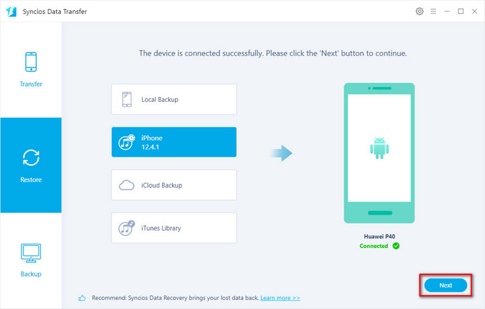 restore iPhone data to Huawei P40