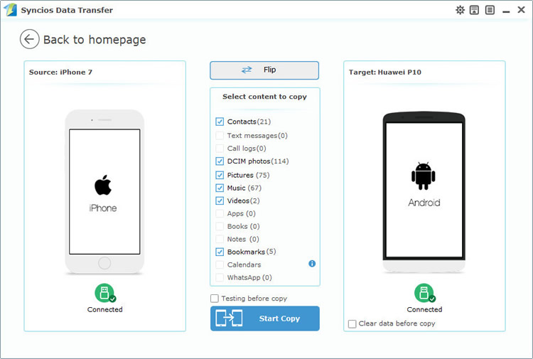 iphone to huawei p10 directly