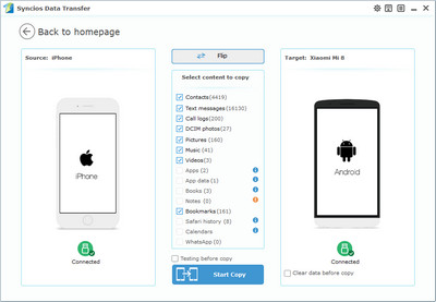 transfer data from iphone to Xiaomi Mi 8