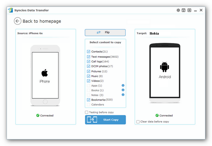 transfer iphone to Nokia 8