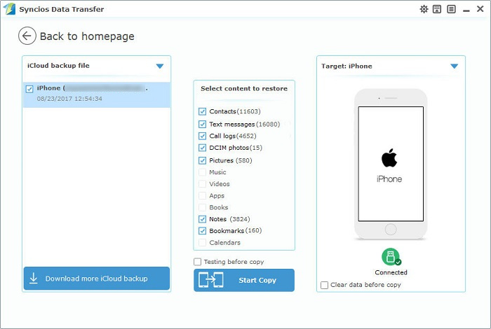 icloud backup Transfer