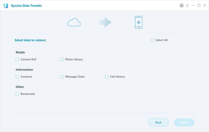 sync iCloud backup to Samsung Galaxy S8