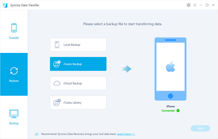 Copying iTunes data to iPhone 7