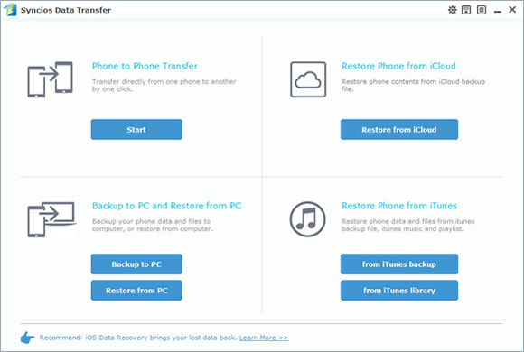 Syncios Data Transfer interface