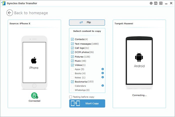 transfer data from iPhone X to Huawei