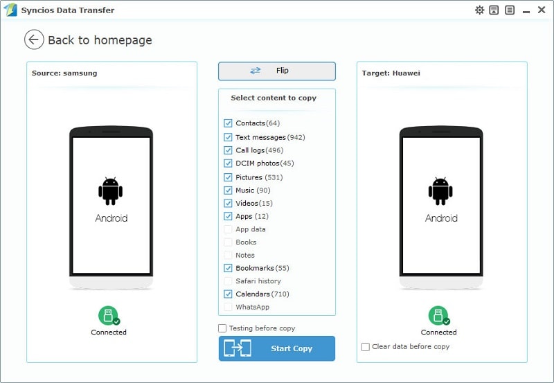 sync Android or iPhone data  to Huawei Honor View 10