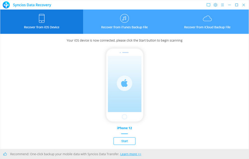 connect iPhone 12 to syncios data recovery