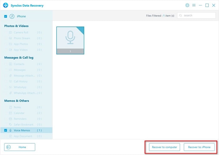 restore voice memos to PC