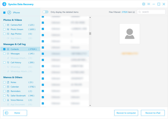 choose data to recover from iCloud