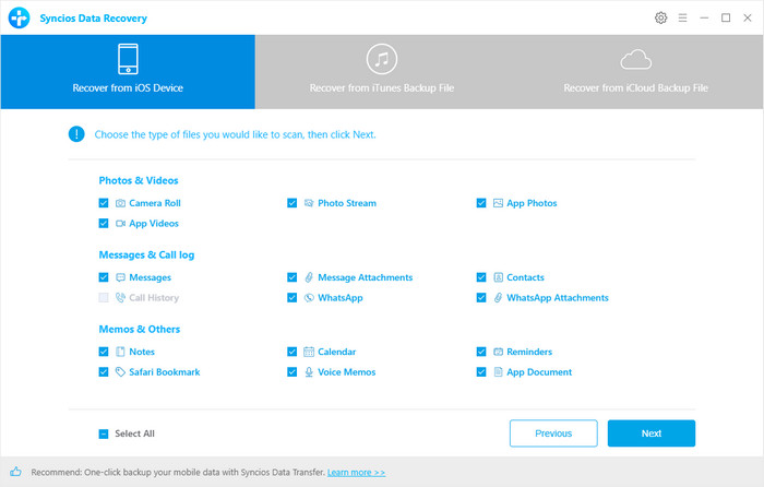 select data to scan