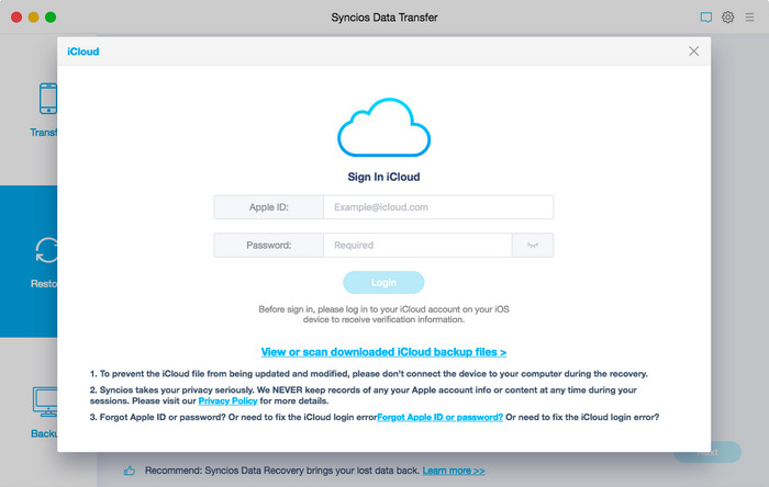 restore icloud data