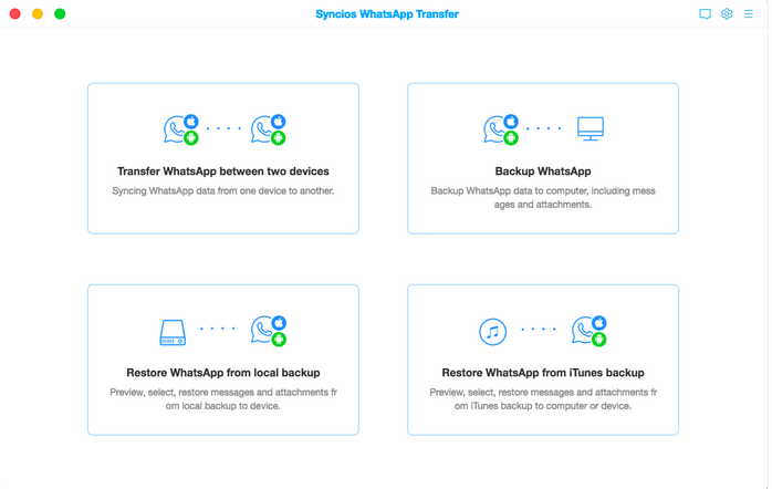 Syncios WhatsApp Transfer interface