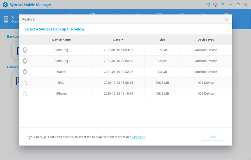 restore data to Samsung Galaxy S21