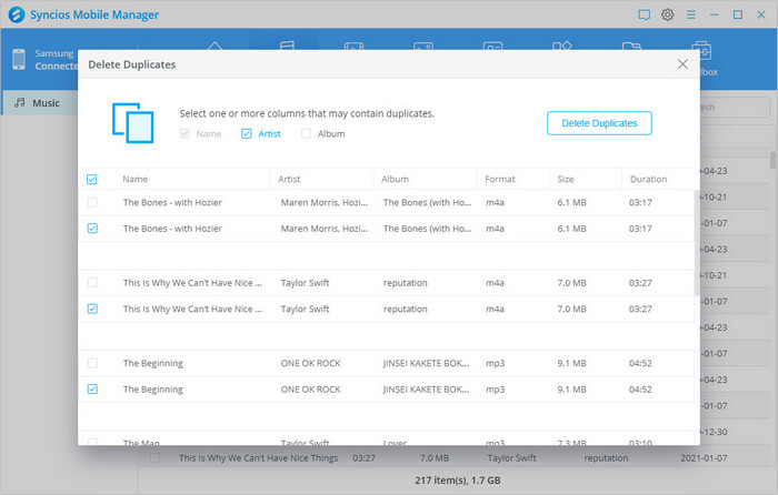 merge repeated songs to free up space