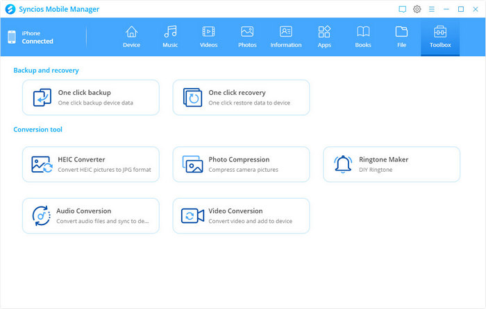 Syncios iPhone backup