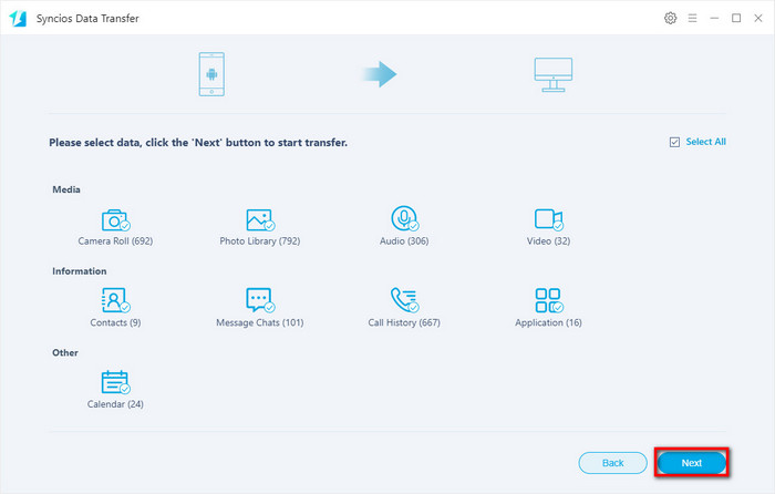 Backup to PC with Data Transfer