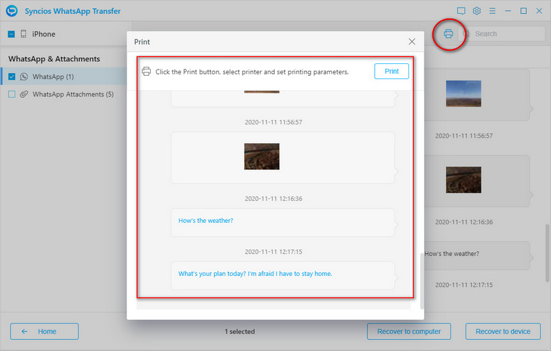 Selectively Export and Print WhatsApp Chats and Photos｜Syncios