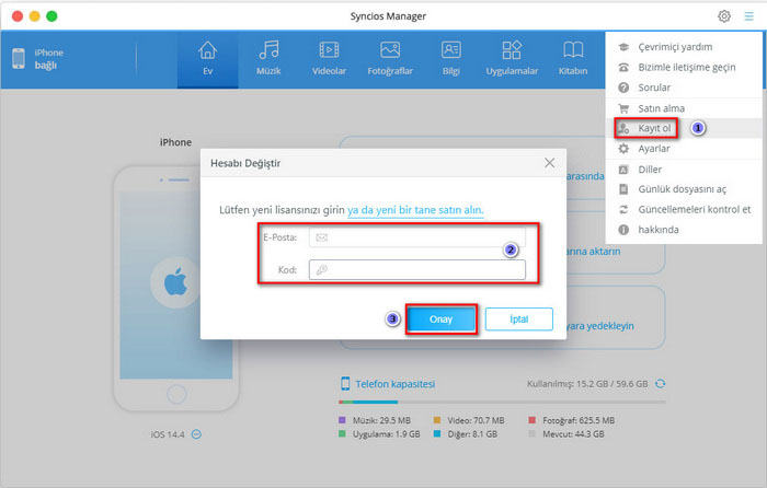 register Syncios Mobile Manager